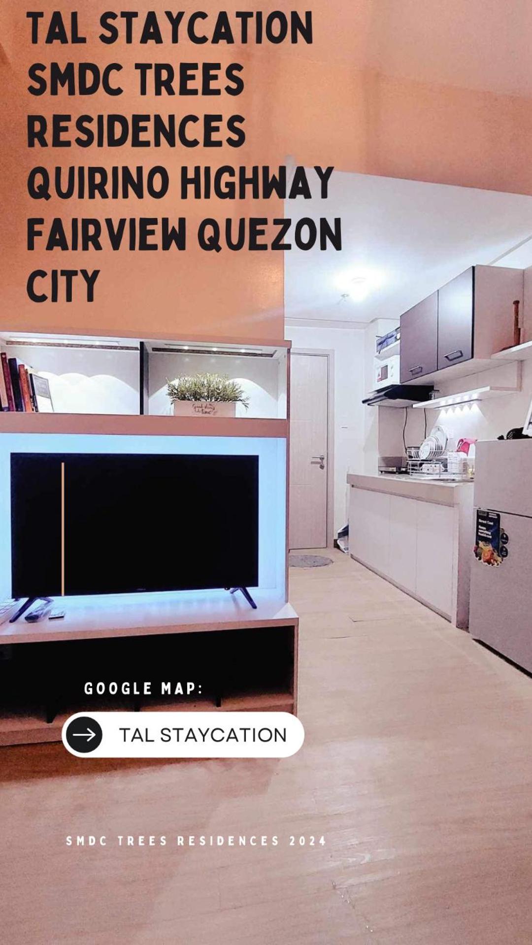Tal Staycation 1 Bedroom 1 Bathroom & Kitchen ,neflix,up To 300 To 400 Mbps High Speed Internet Cozy,spacious,accessible New Unit At Smdc Trees Quezon * Manila