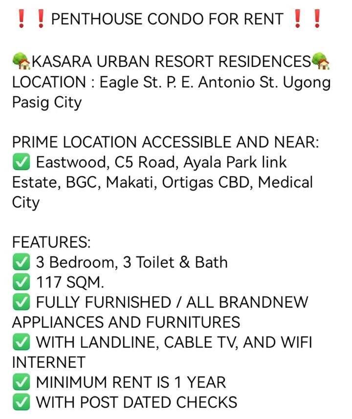 3 Bedrooms Access Penthouse Unit *